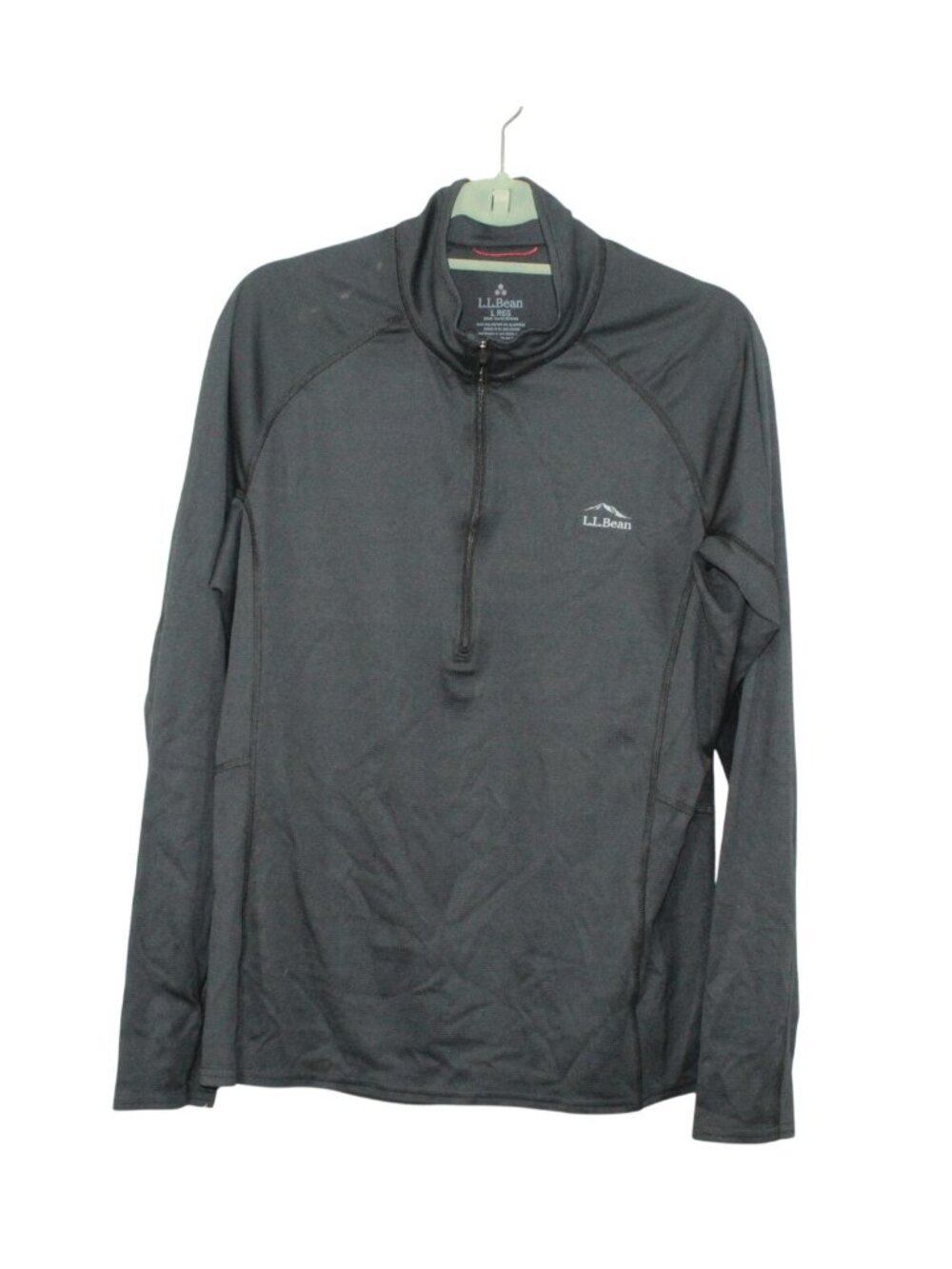 LL Bean Midweight Base Layer Quarter Zip Black Stretch Size Large